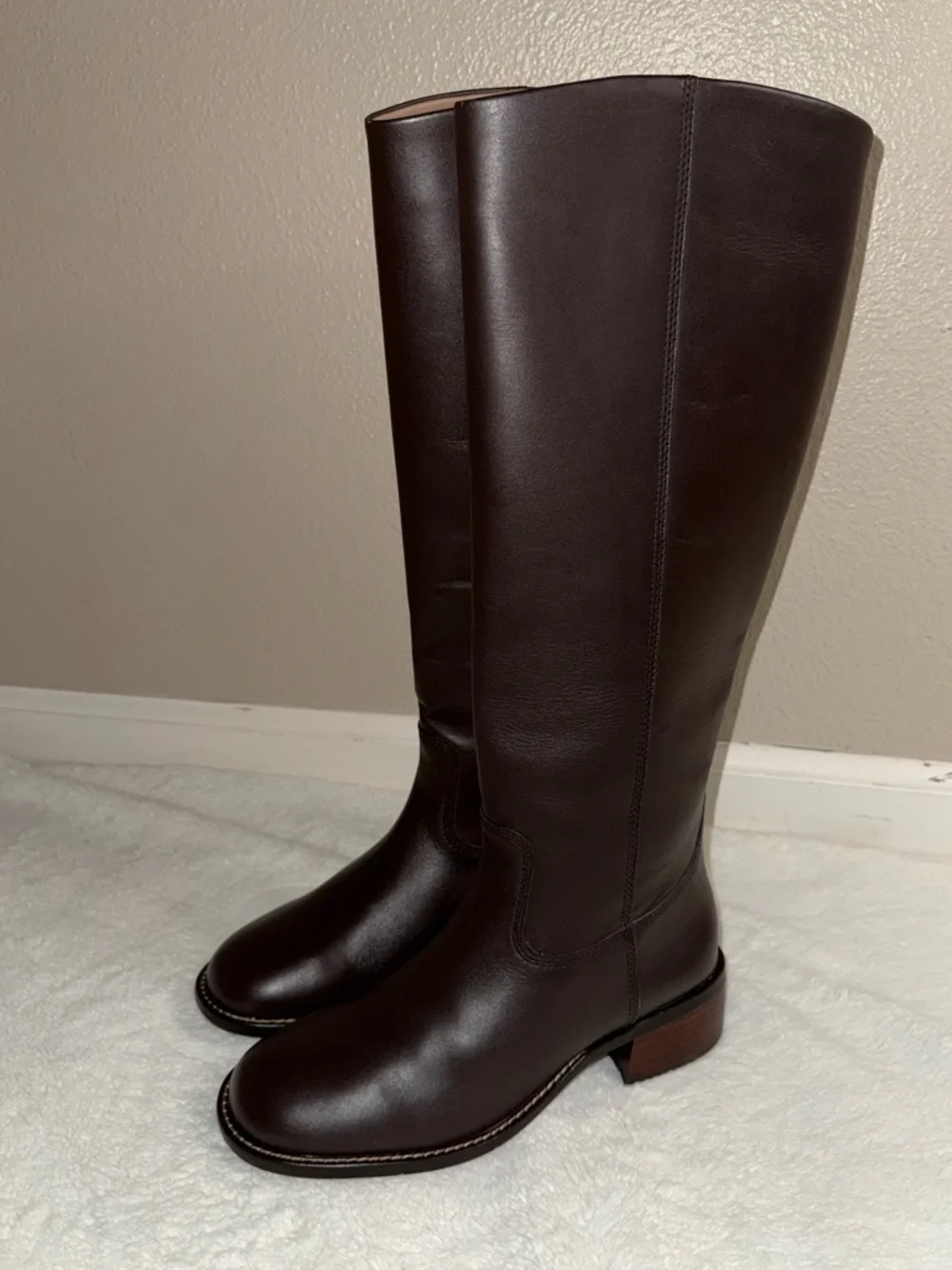 Blonde Freya Waterproof Java Brown Leather Knee-High Riding Boots - Sz 9M, NWOB